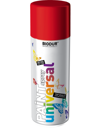 Universali aerozolinė emalė BIODUR, ugnies raudona RAL3000,  400ml