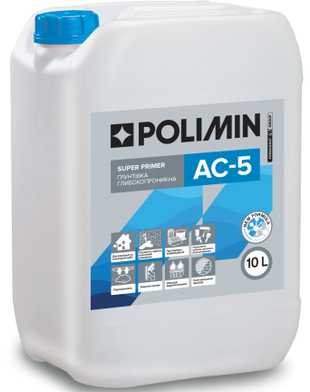 Giliai įsiskverbiantis gruntas POLIMIN AC-5 SUPER PRIMER, 5 l